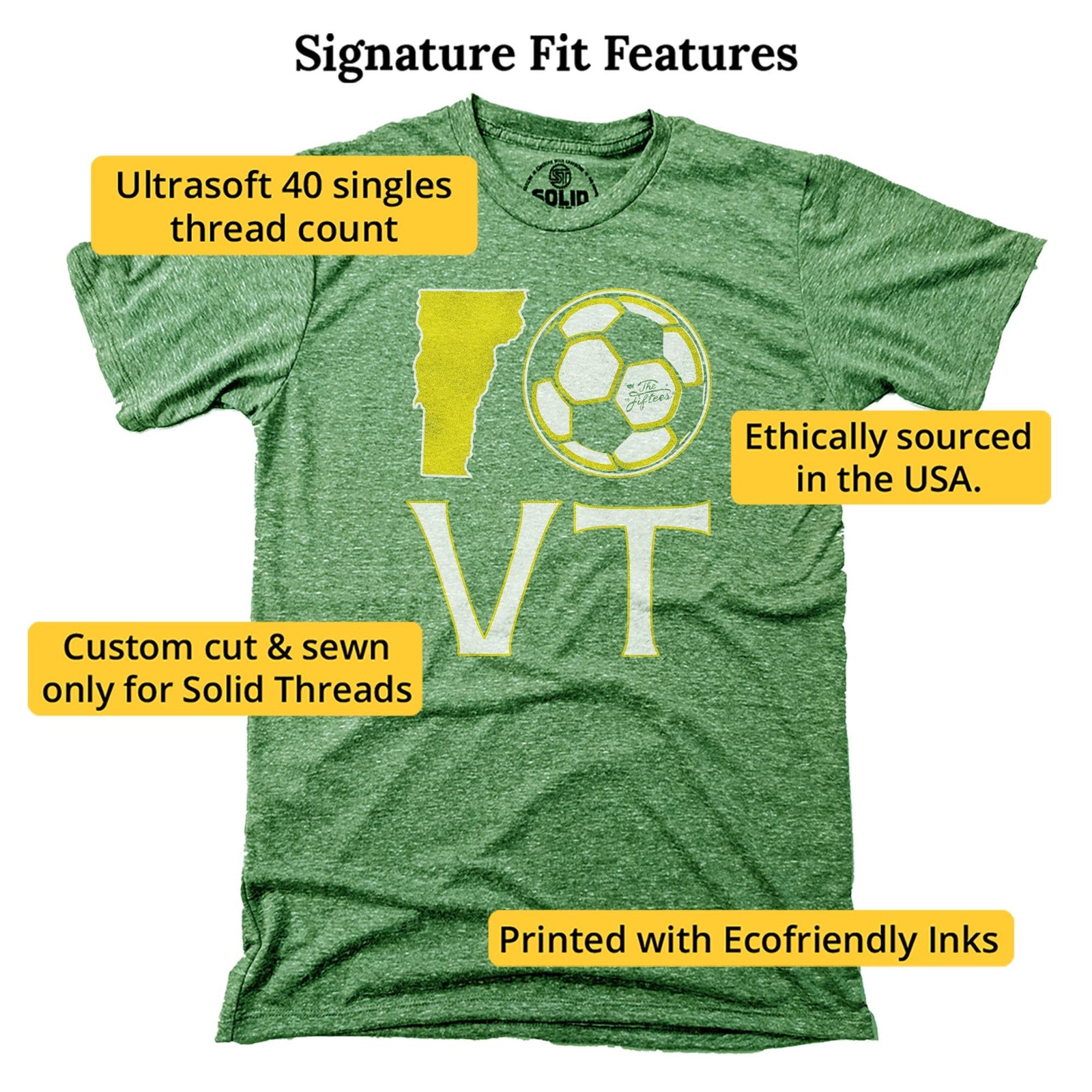 Vermont Soccer Cool Signature T-shirt in Triblend Kelly - Fit Attributes