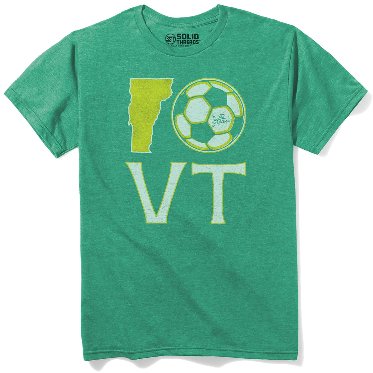 Vermont Soccer Cool Staple T-shirt in Kelly Heather - Front View
