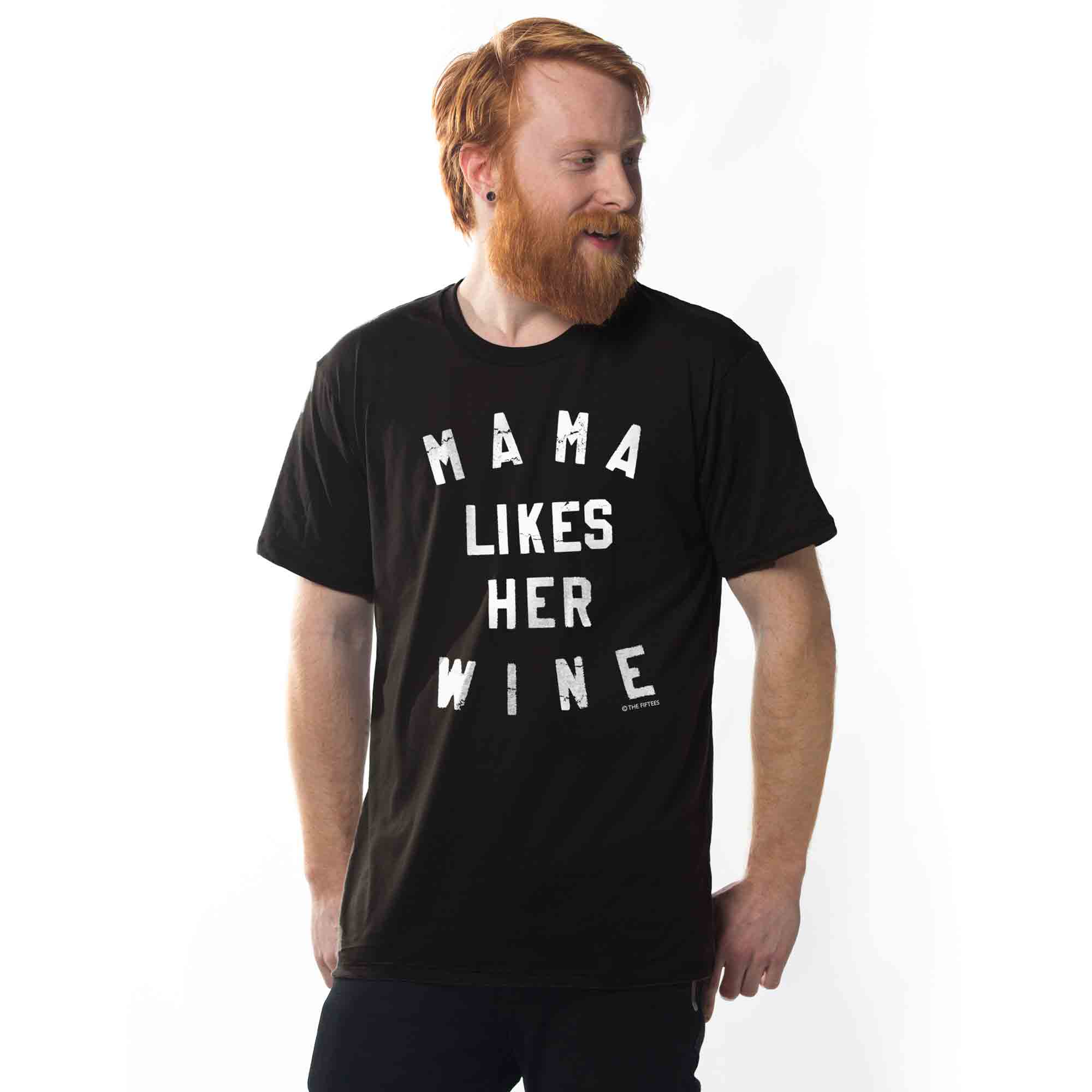 Men's Mama Likes Her Wine Funny Graphic T Shirt | Vintage Drinking Wine Moms Tee | Solid Threads