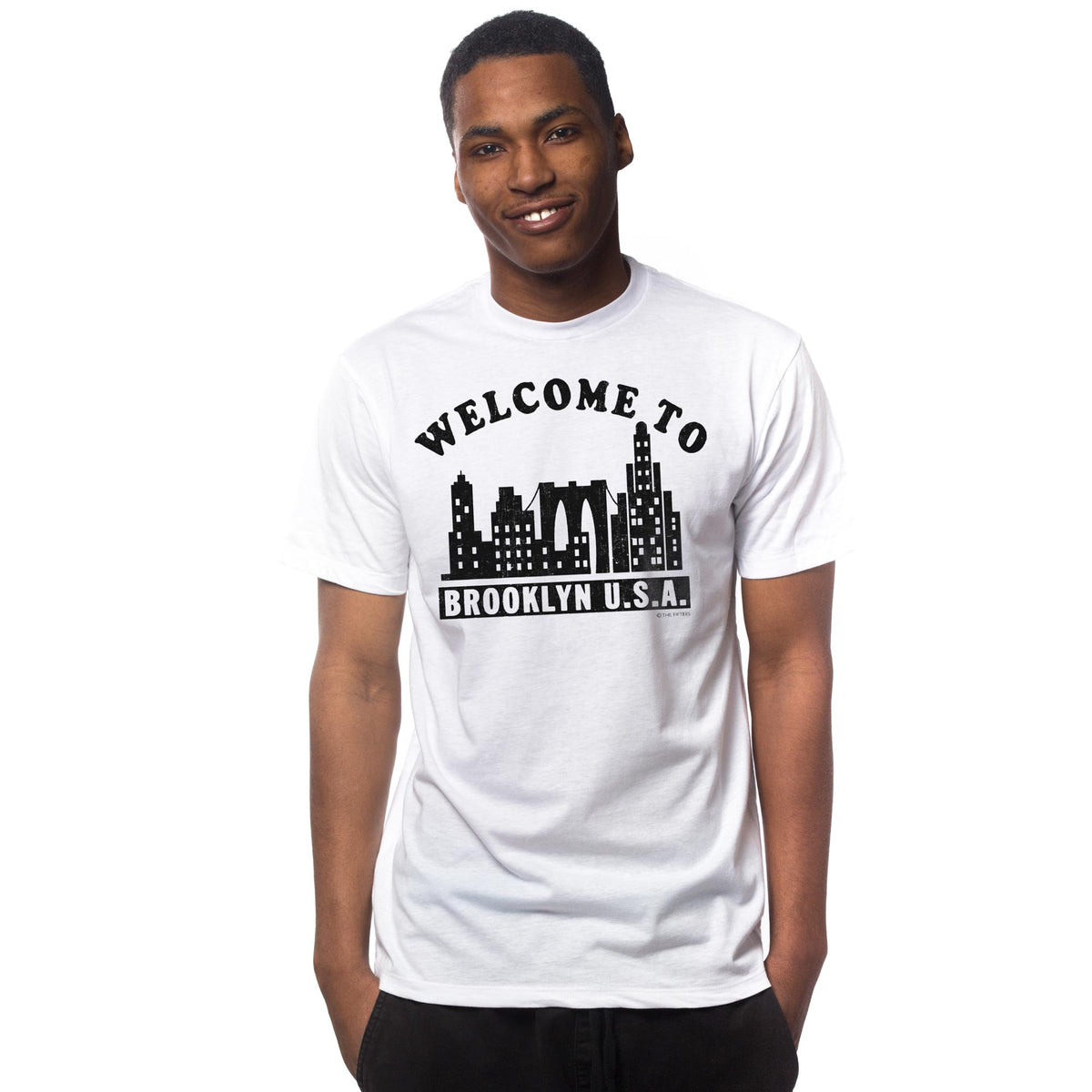 Men's Welcome To Brooklyn Cool Graphic  T-shirt | Vintage New York Brooklyn  Tee on Model | Solid Threads