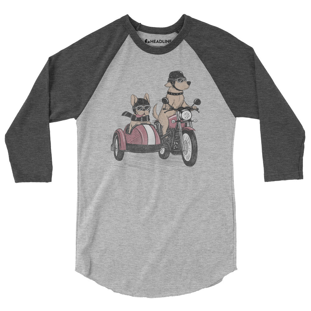 Bred To Be Wild Vintage Graphic Long Sleeve T-Shirt | Funny Dogs Motorcycle Sidecar Tee | Solid Threads