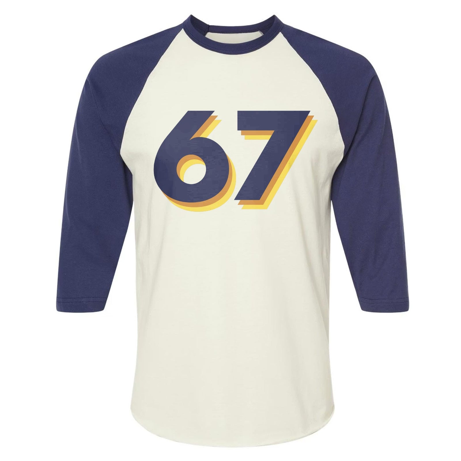 67 Jersey Long Sleeve Baseball Retro T Shirt | Gen Aplha Meme Graphic Raglan Tee | Solid Threads