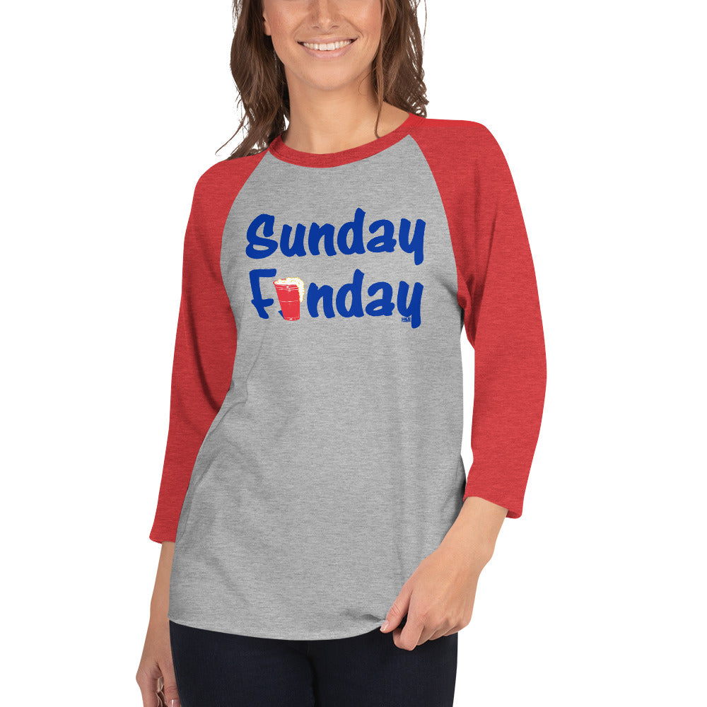 Unisex Sunday Funday 3/4 Sleeve Baseball Tee