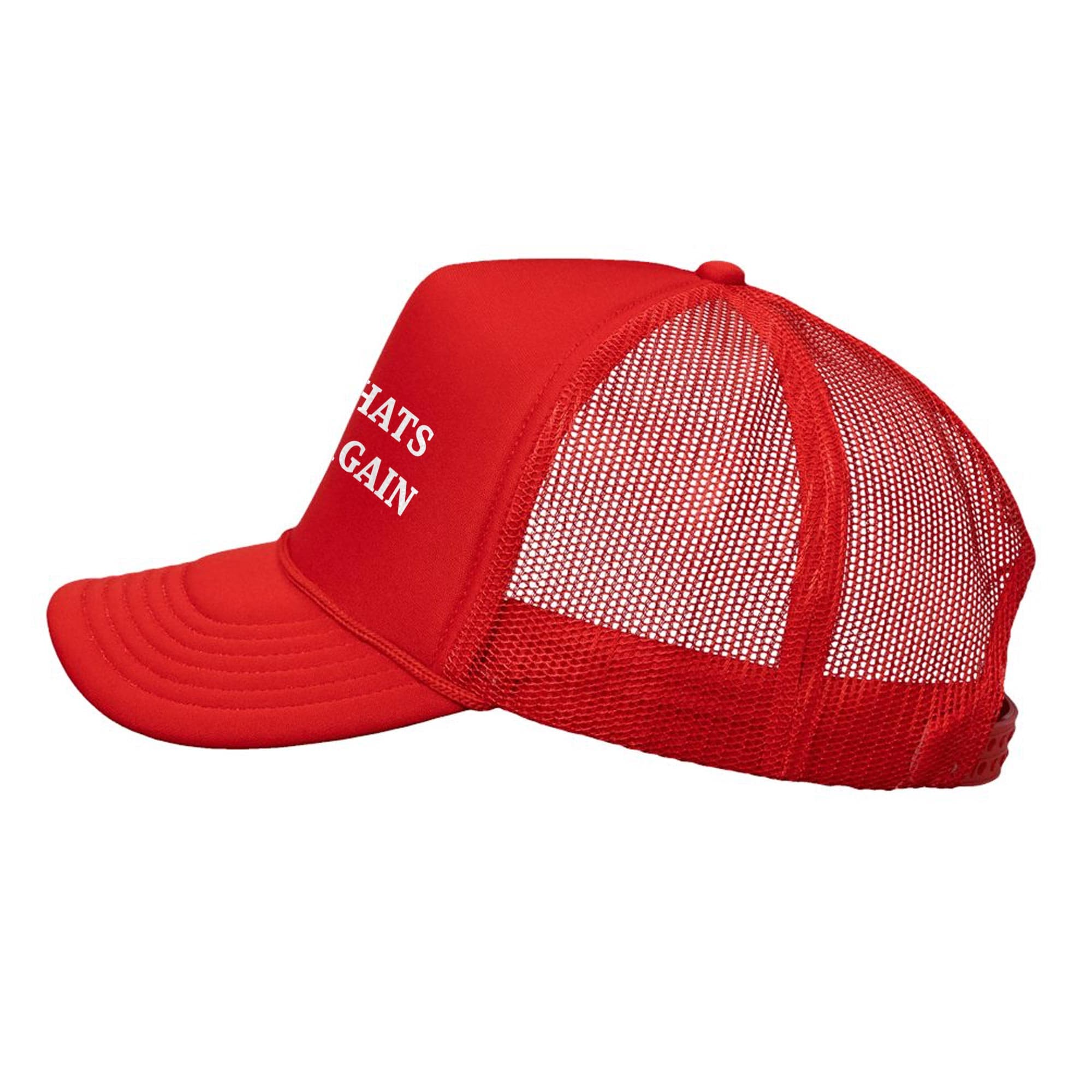 Make Red Hats Wearable Again Funny Trucker Hat | Cool Trump Maga Parody Graphic Cap Side | Solid Threads