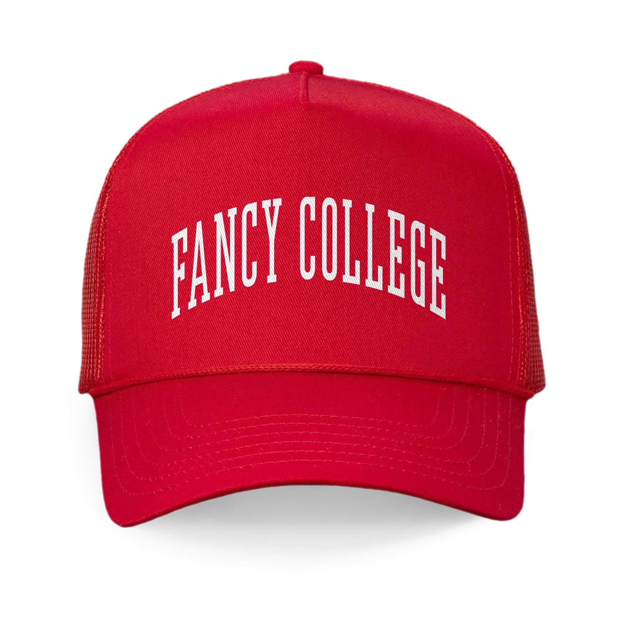 Fancy College Funny Trucker Hat | Designer Ivy League Parody Graphic Cap Front | Solid Threads