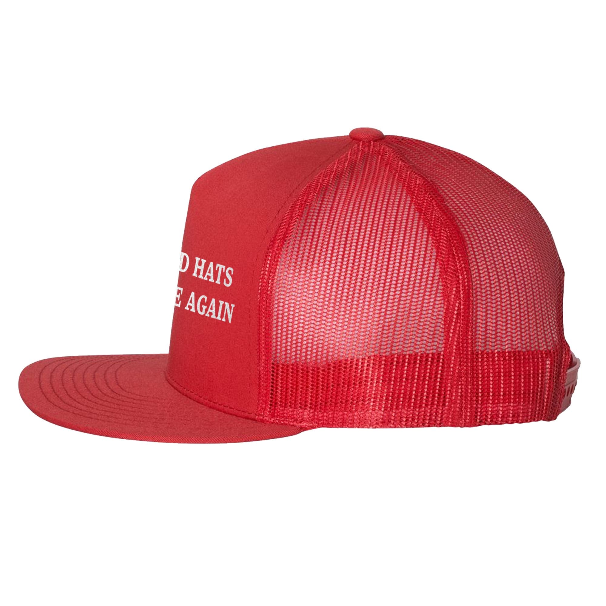 Make Red Hats Wearable Again Funny Premium High Profile Trucker Hat | Cool Trump Maga Parody Cap Side | Solid Threads