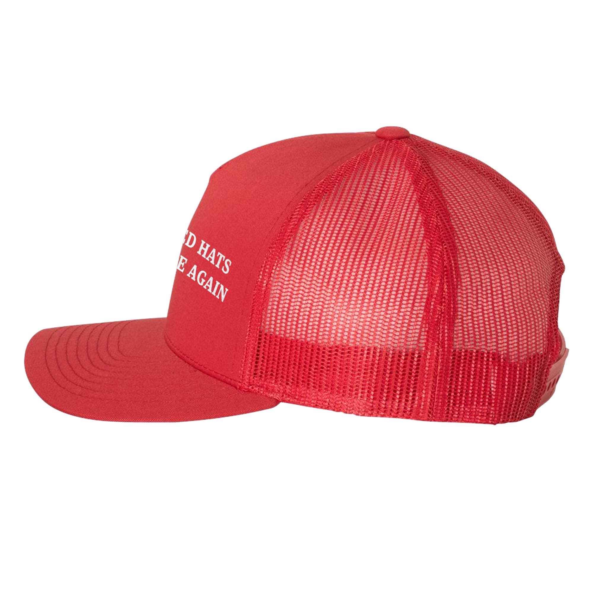 Make Red Hats Wearable Again Funny Premium Trucker Hat | Cool Trump Maga Parody Cap Side | Solid Threads