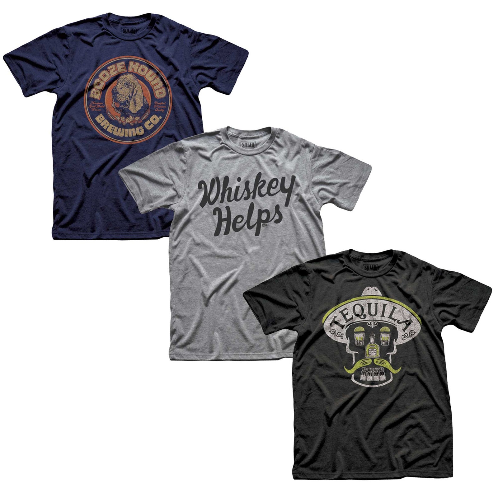 Men's Drinking T-shirt Series Set Cool Graphic  |  Funny Party People Gift Bundle | Solid Threads