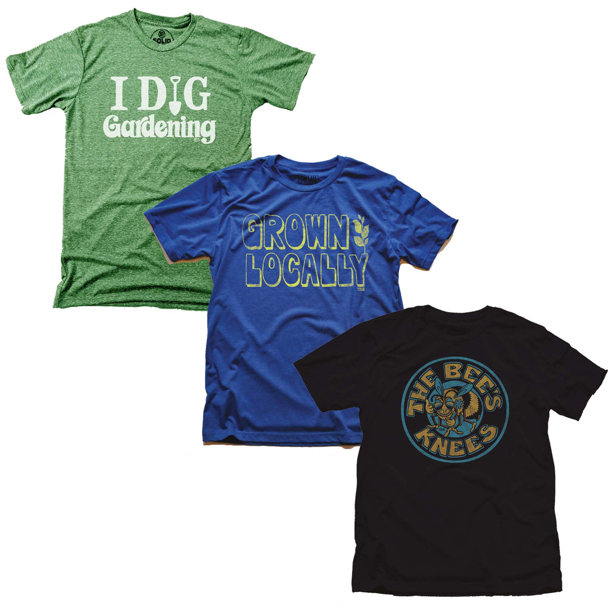 Men&#39;s Green Thumb T-shirt Series Set | Vintage Gardening Gift Bundle | Solid Threads