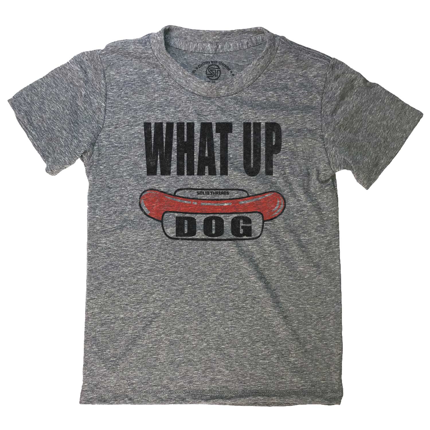 Kids What Up Dog Retro Food Graphic Tee | Funny Hot Dog T-Shirt | SOLID THREADS