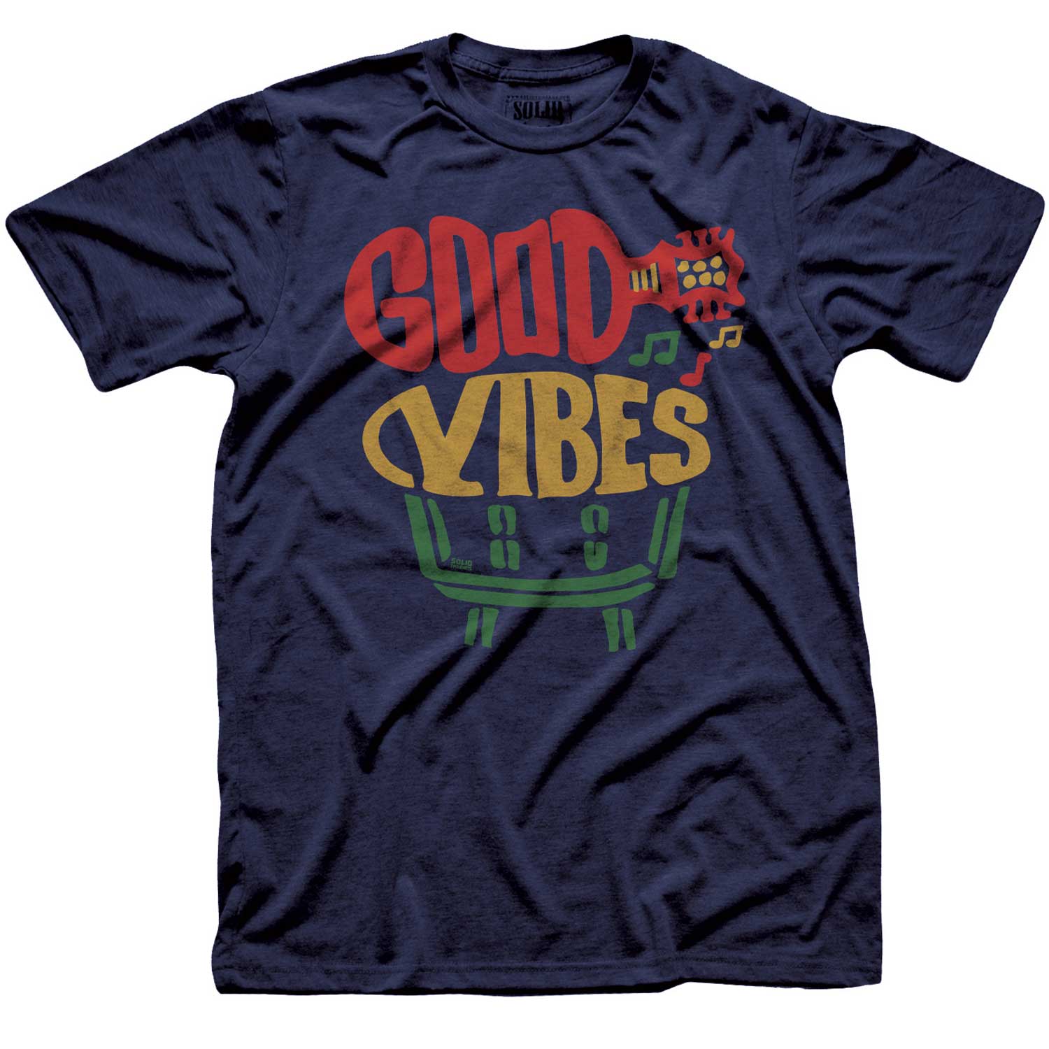 Men's Good Vibes Vintage Graphic Tee | Retro Music T-shirt | Solid Threads