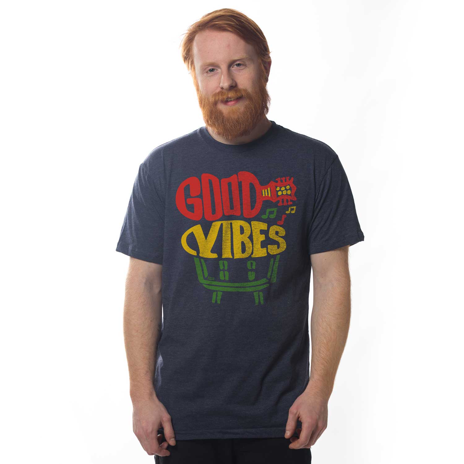 Men's Good Vibes Vintage Graphic Tee | Retro Music T-shirt on Model | Solid Threads