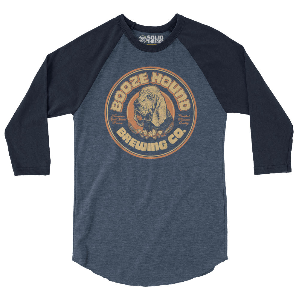 Boozehound Brewing Company Graphic Raglan Tee | Funny Drinking Baseball T-shirt | Solid Threads