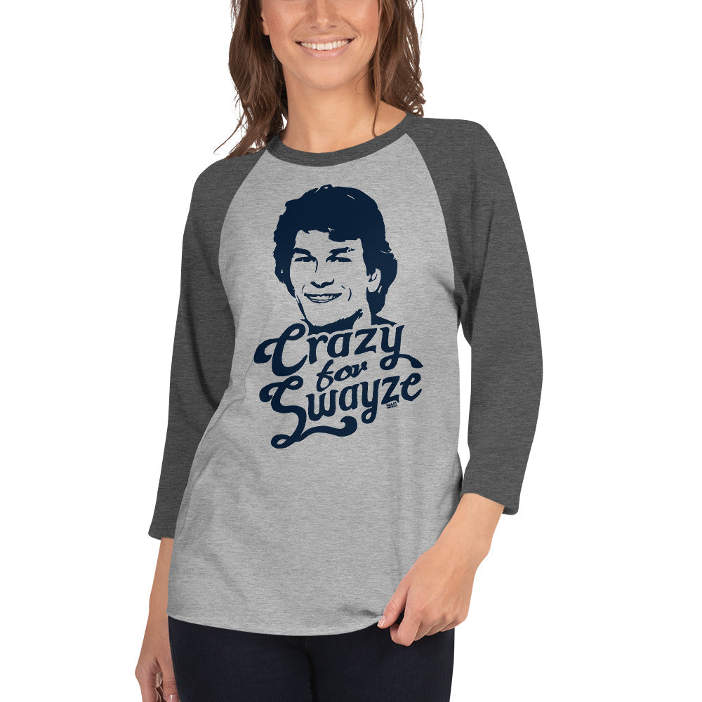Crazy for Swayze Vintage Graphic Long Sleeve Tee | Cool 80s Hearthrob T-shirt on Female Model | Solid Threads