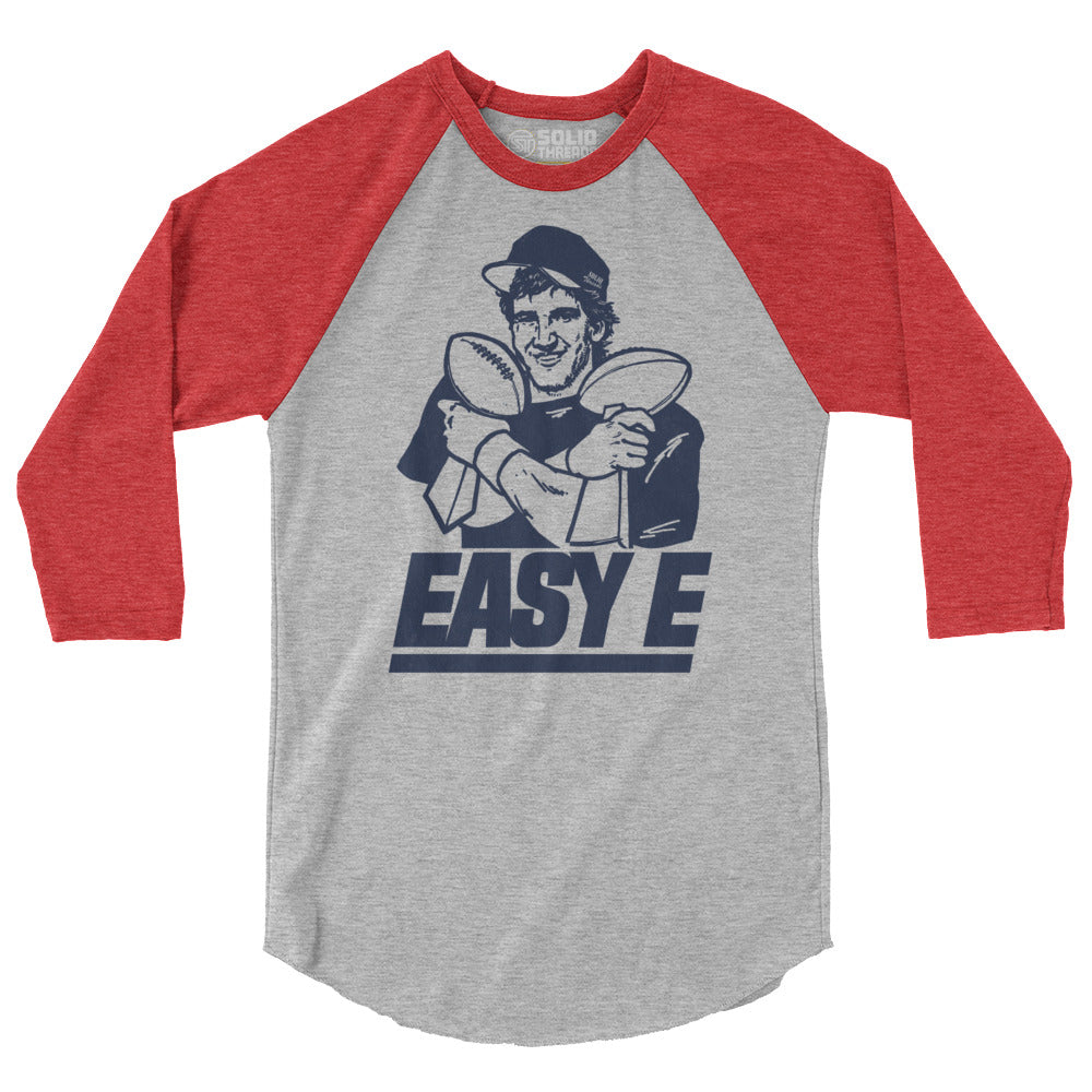 Easy E Vintage Sports Graphic Raglan Tee | Funny NY Giants Grey Baseball T-shirt | Solid Threads
