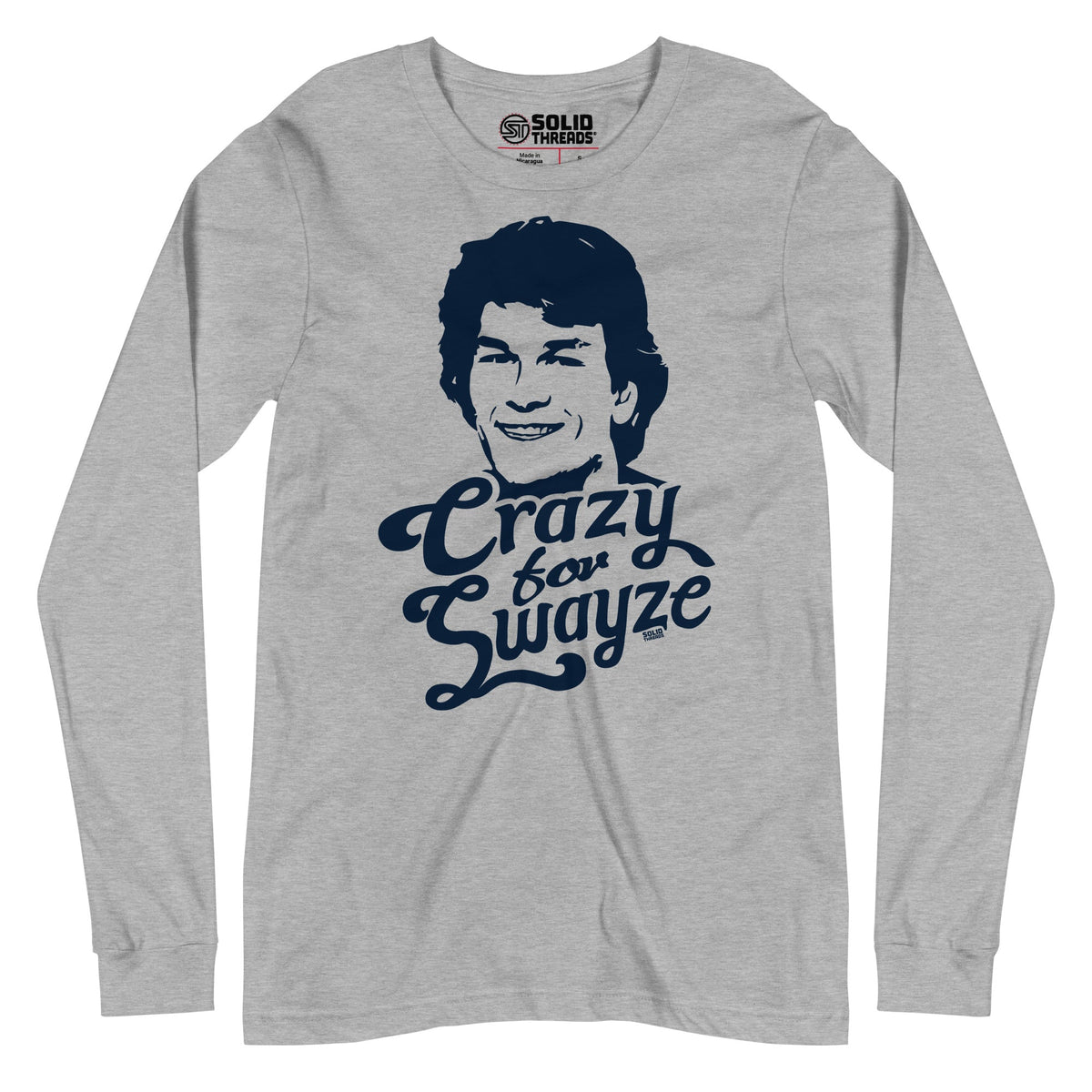 Crazy For Swayze Vintage Graphic Long Sleeve Tee | Funny Patrick Swayze T-Shirt - Solid Threads