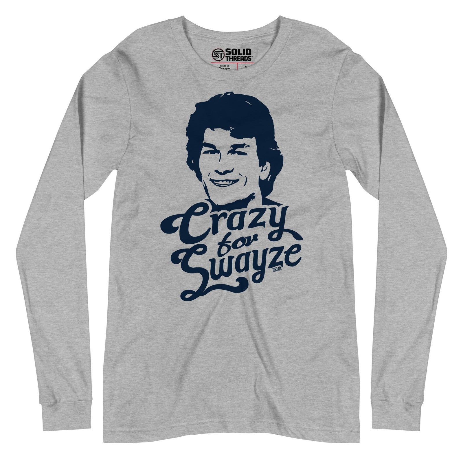 Crazy For Swayze Vintage Graphic Long Sleeve Tee | Funny Patrick Swayze T-Shirt - Solid Threads