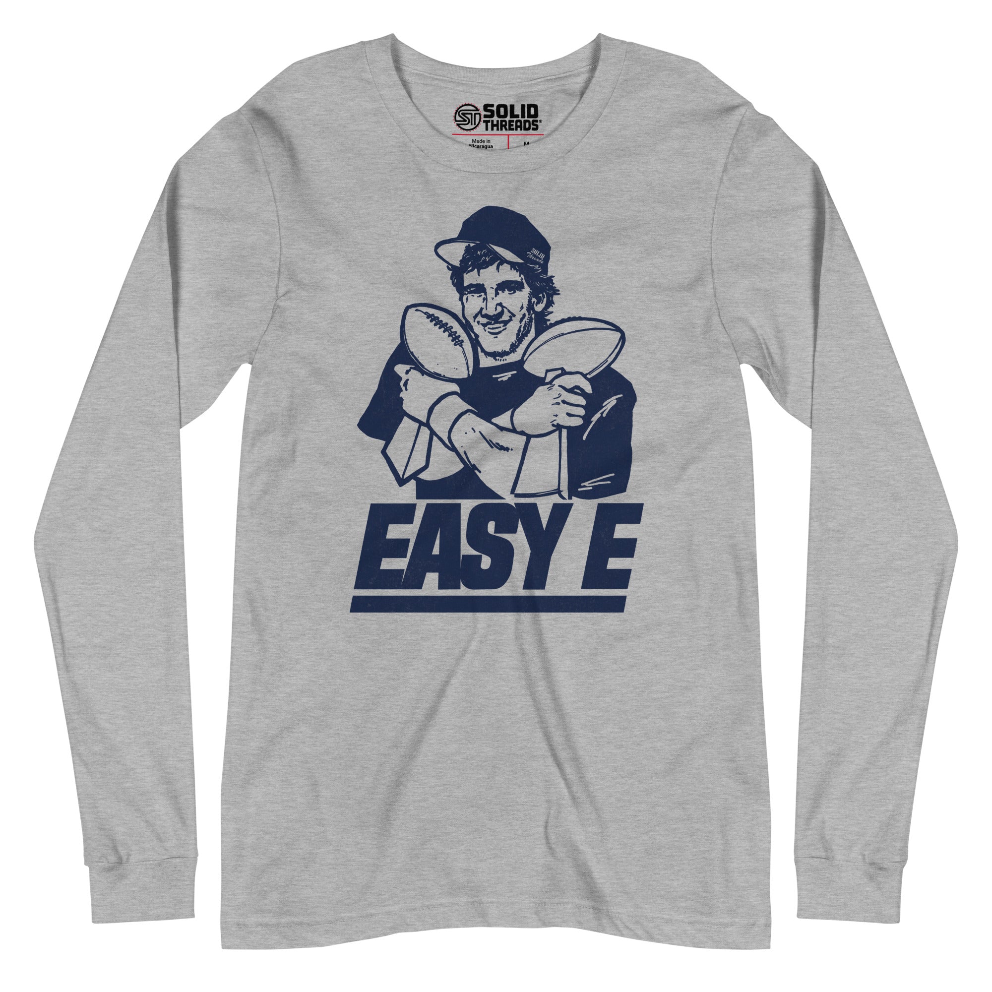 Easy E Retro Sports Shirt | Funny NY Giants Eli Manning Long Sleeve T-shirt | SOLID THREADS