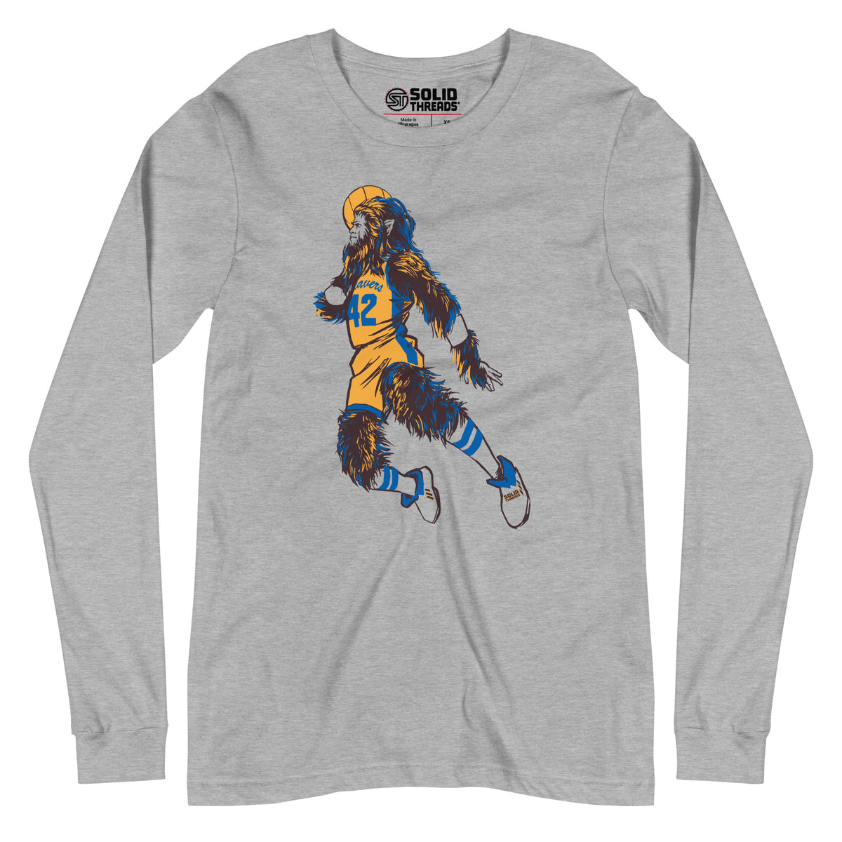 Teen Wolf 80s Movie Long Sleeve Tee | Retro Michael J. Fox Grey T Shirt | SOLID THREADS