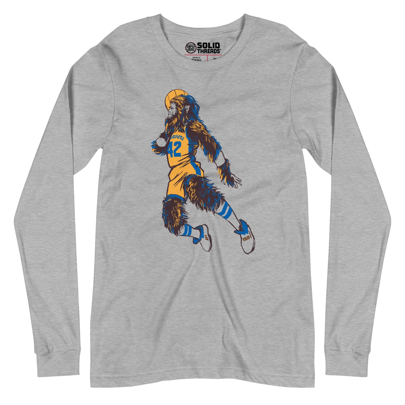 Teen Wolf 80s Movie Long Sleeve Tee | Retro Michael J. Fox Grey T Shirt | SOLID THREADS