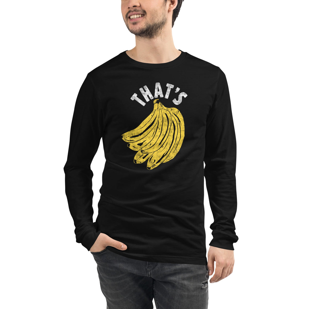 That's Bananas Vintage Graphic Long Sleeve Tee | Funny Fruit T-Shirt on Model | Solid Threads