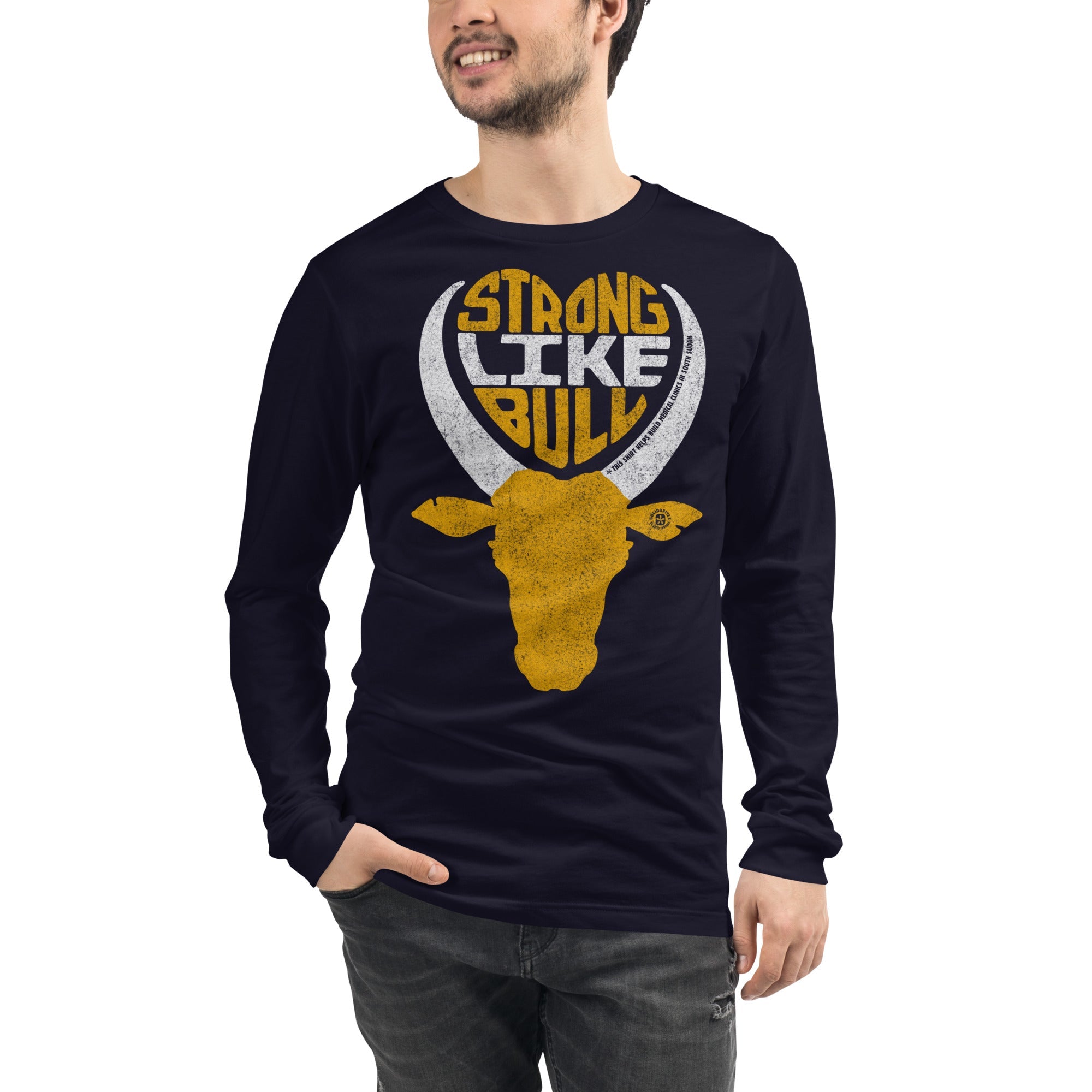 Strong Like Bull Vintage Graphic Long Sleeve Tee | Retro Movie T-Shirt on Model | Solid Threads