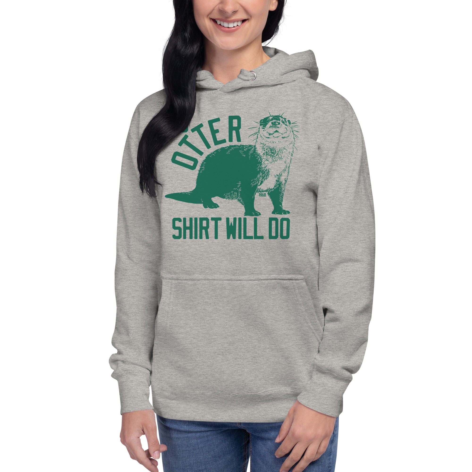 Unisex No Otter Shirt Will Do Vintage Classic Pullover Hoodie | Funny Animal Fleece on Model| Solid Threads