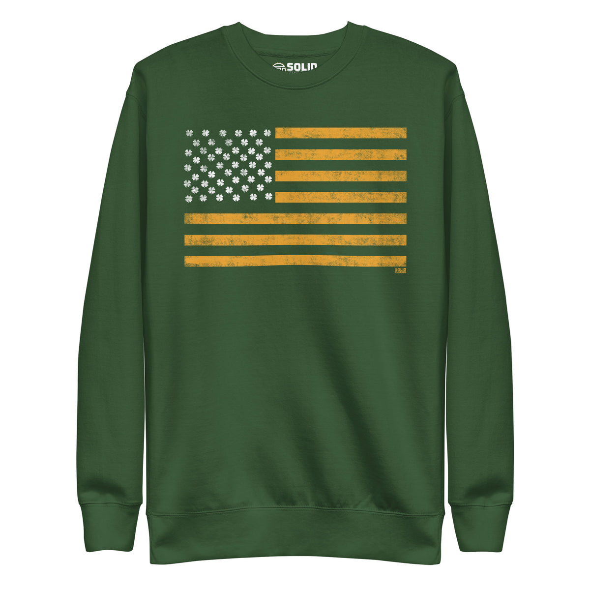 Irish American Vintage Classic Sweatshirt | Cool St Paddy&#39;S Fleece | Solid Threads