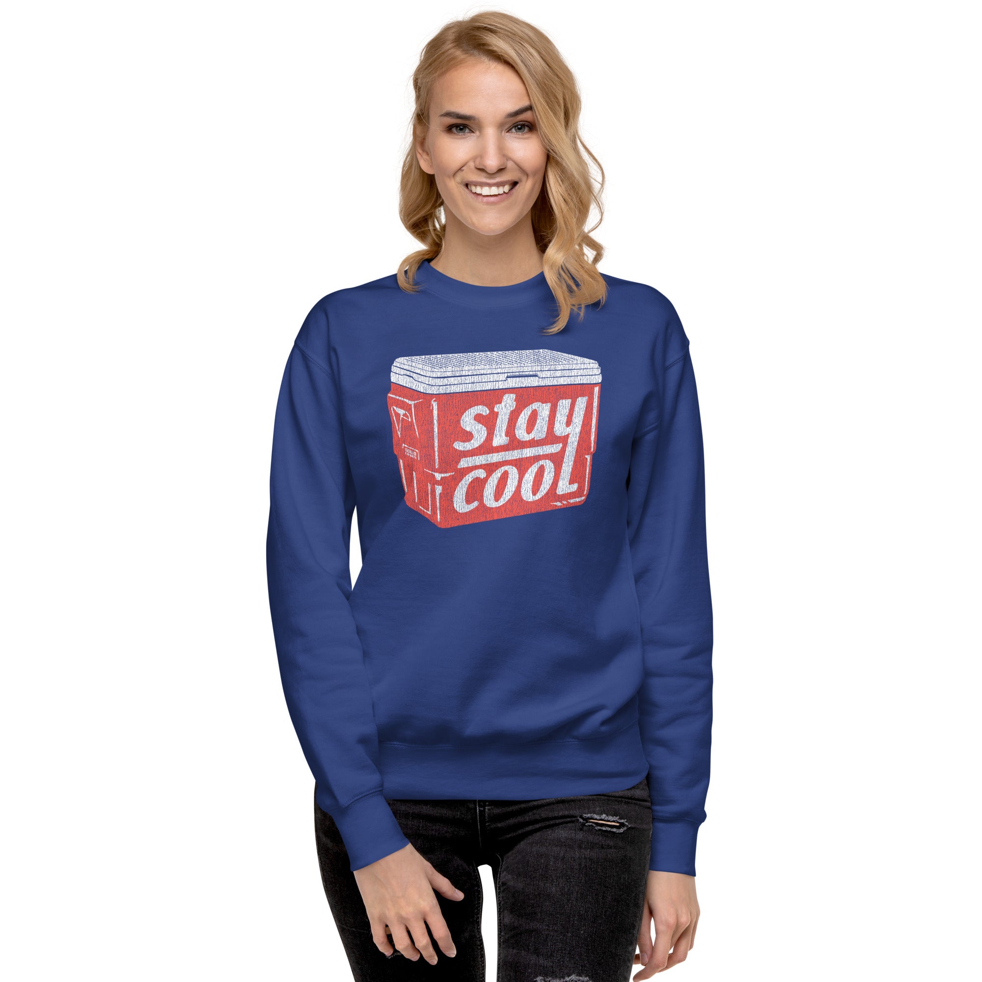 Stay Cool Vintage Classic Sweatshirt | Retro Summer Drinking Fleece | Solid Threads