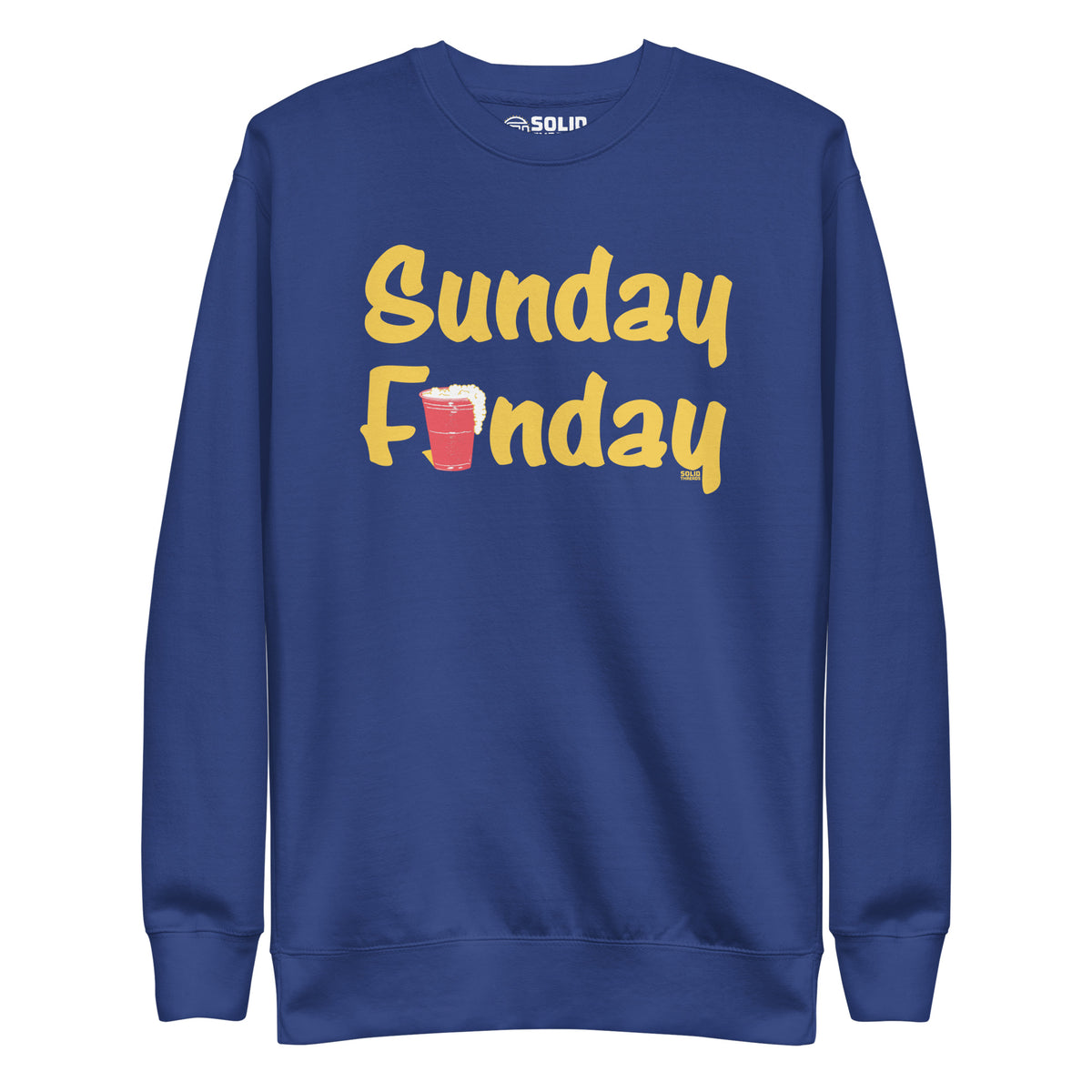 Women&#39;s Sunday Funday Vintage Classic Sweatshirt | Funny Drinking Fleece | Solid Threads