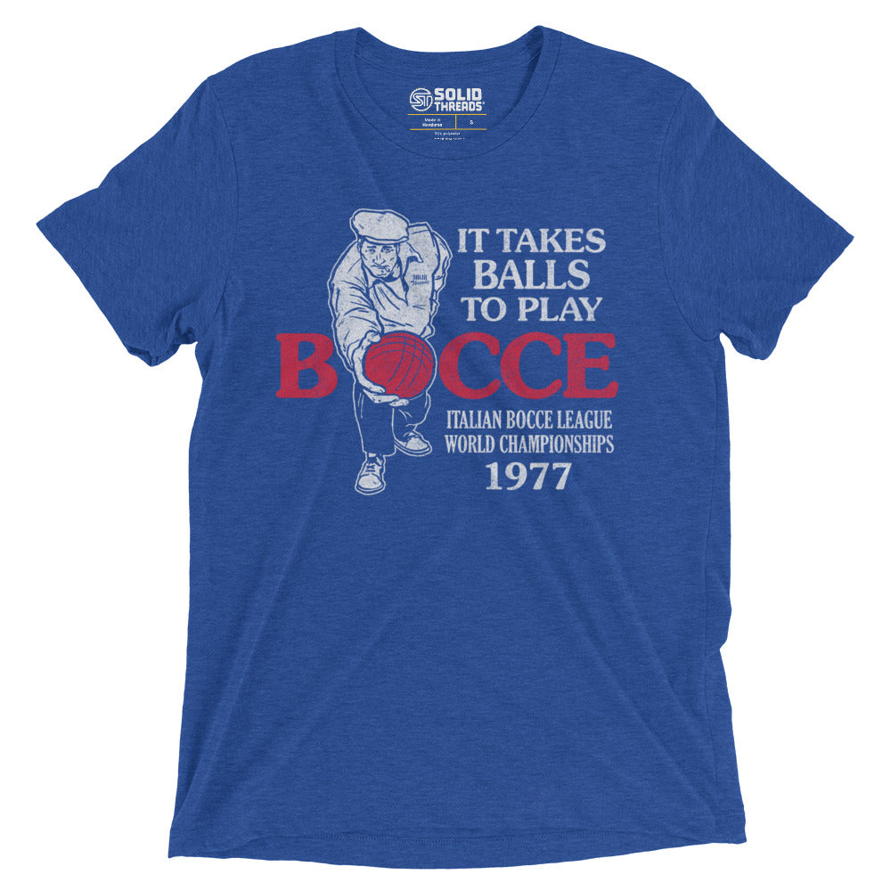Men's It Takes Balls To Play Bocce Graphic Tee | Funny Sports Triblend T-shirt | Solid Threads