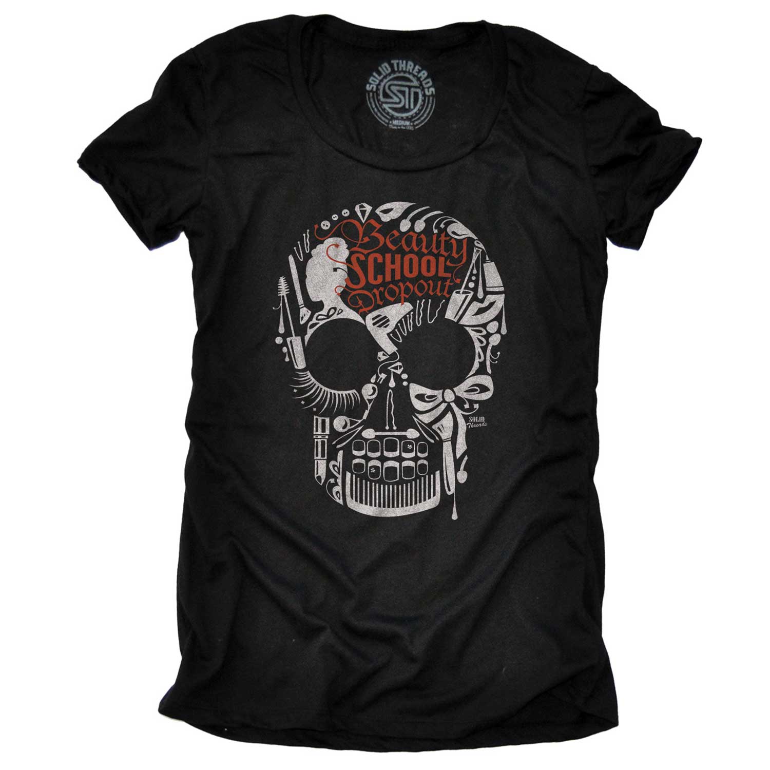 Women's Beauty School Dropout Graphic Tee | Cool Skull T-shirt | Solid Threads