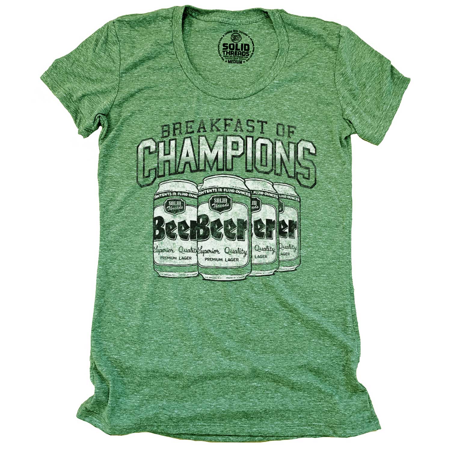 Women's Breakfast of Champions Vintage Graphic Tee | Funny Beer Drinking T-Shirt | Solid Threads