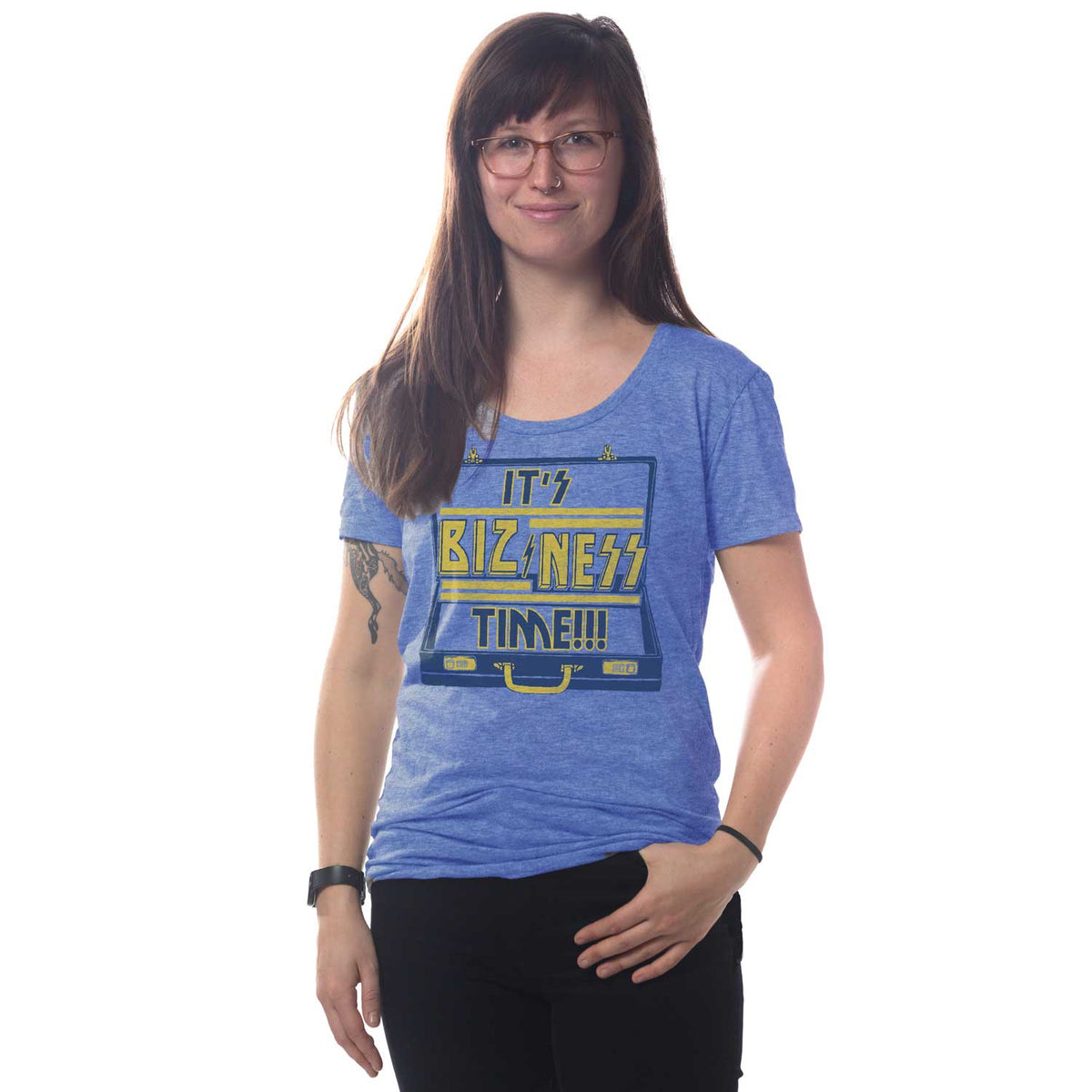 Women's It's Bizness Time Vintage Graphic Tee | Funny Song T-Shirt on Model | Solid Threads
