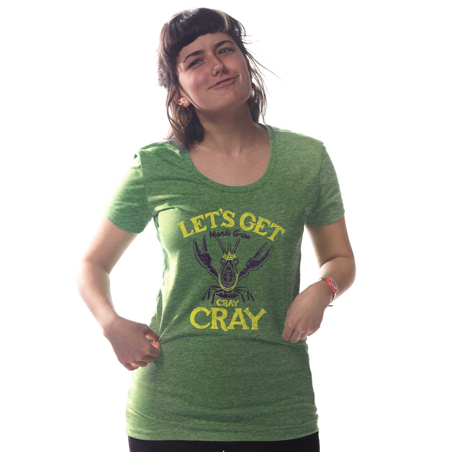 Women's Mardi Gras Cray Cray Retro Graphic Tee | Funny New Orleans T-Shirt on Model | SOLID THREADS