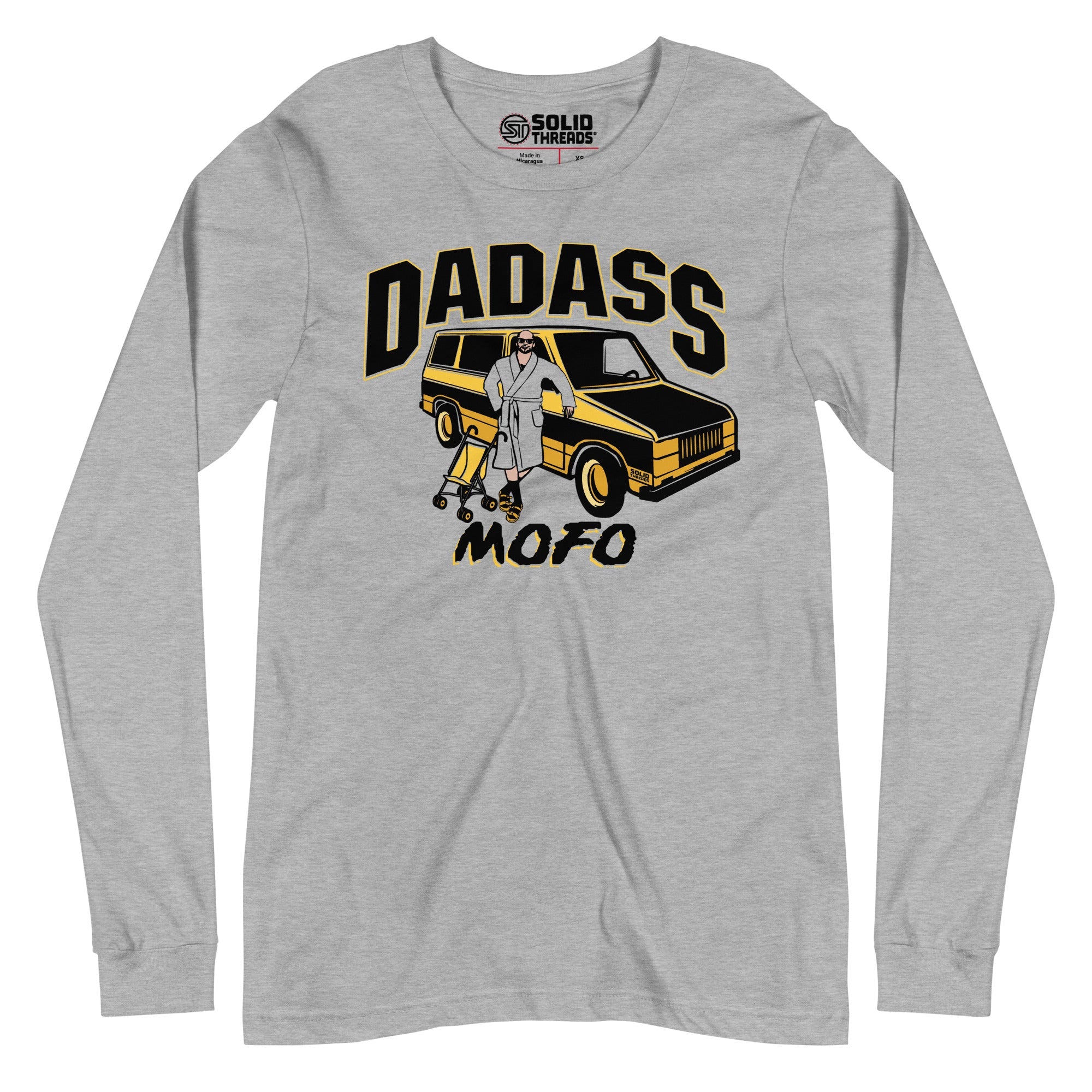 Women's Dadass Vintage Long Sleeve T Shirt | Funny Parenting Graphic Tee | Solid Threads