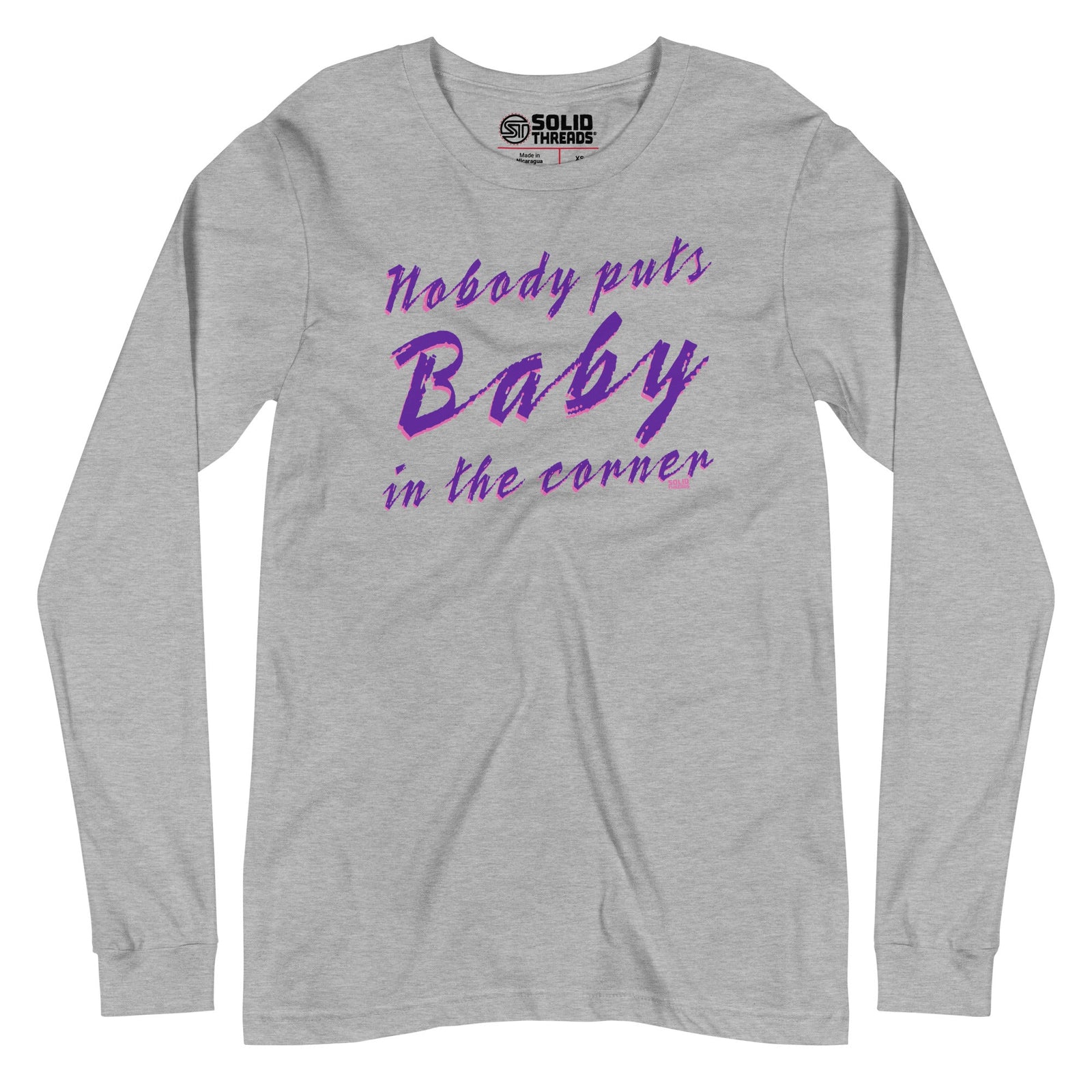 Unisex Nobody Puts Baby In The Corner Vintage Long Sleeve T Shirt | Retro 80S Movie Graphic Tee | Solid Threads