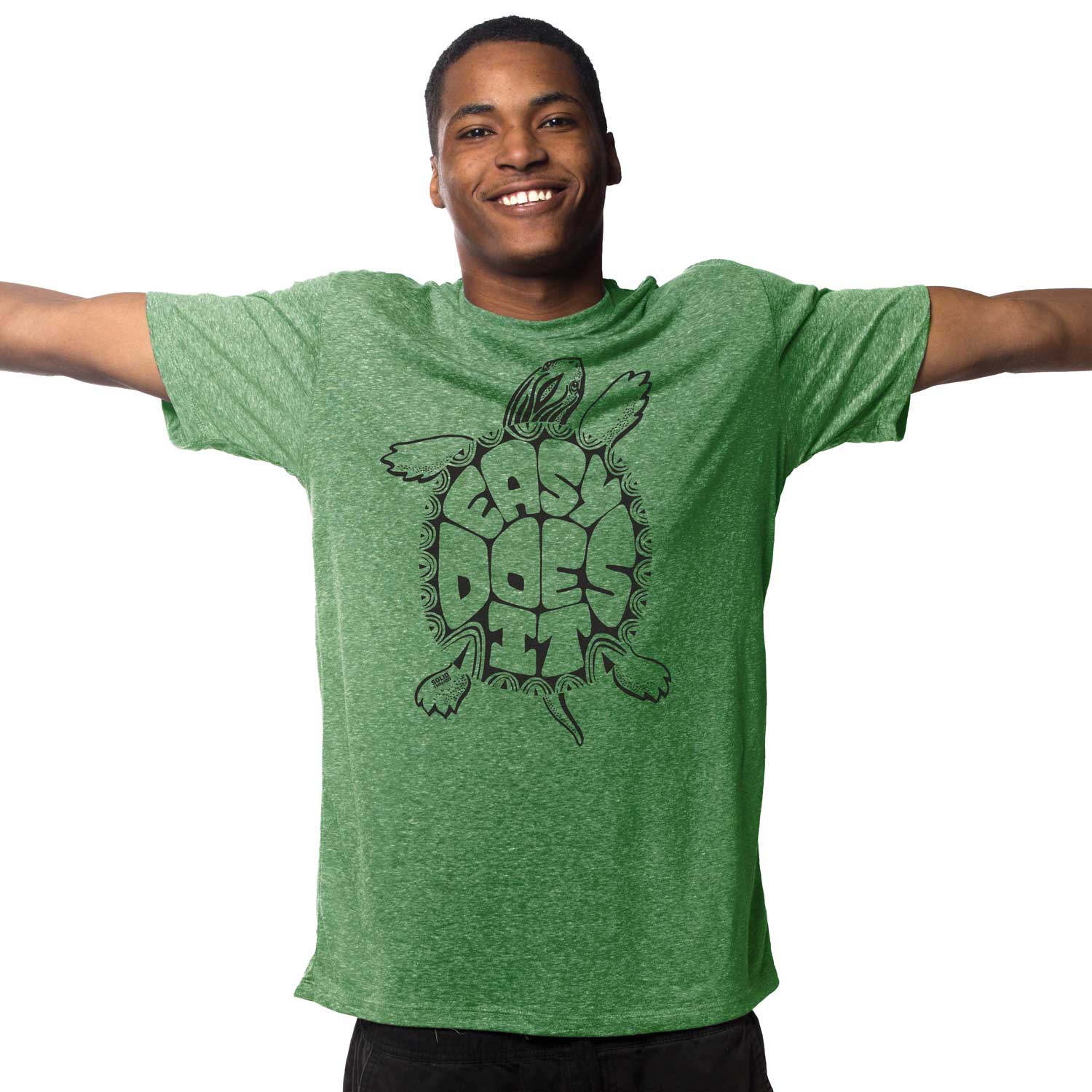 Men's Easy Does It Cool Surfer Graphic T-Shirt | Vintage Sea Turtle Tee on Model | Solid Threads