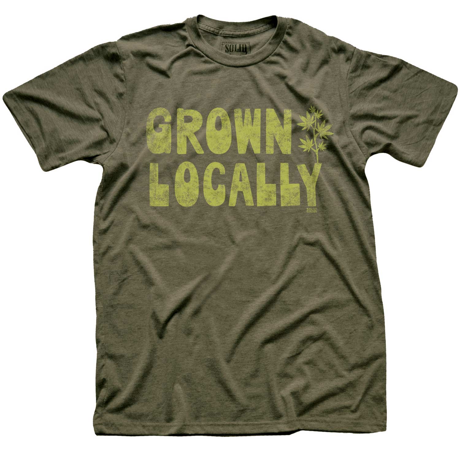 Men's Ganja Groan Locally Vintage Graphic Tee | Retro Marijuana Green T-Shirt | Solid Threads