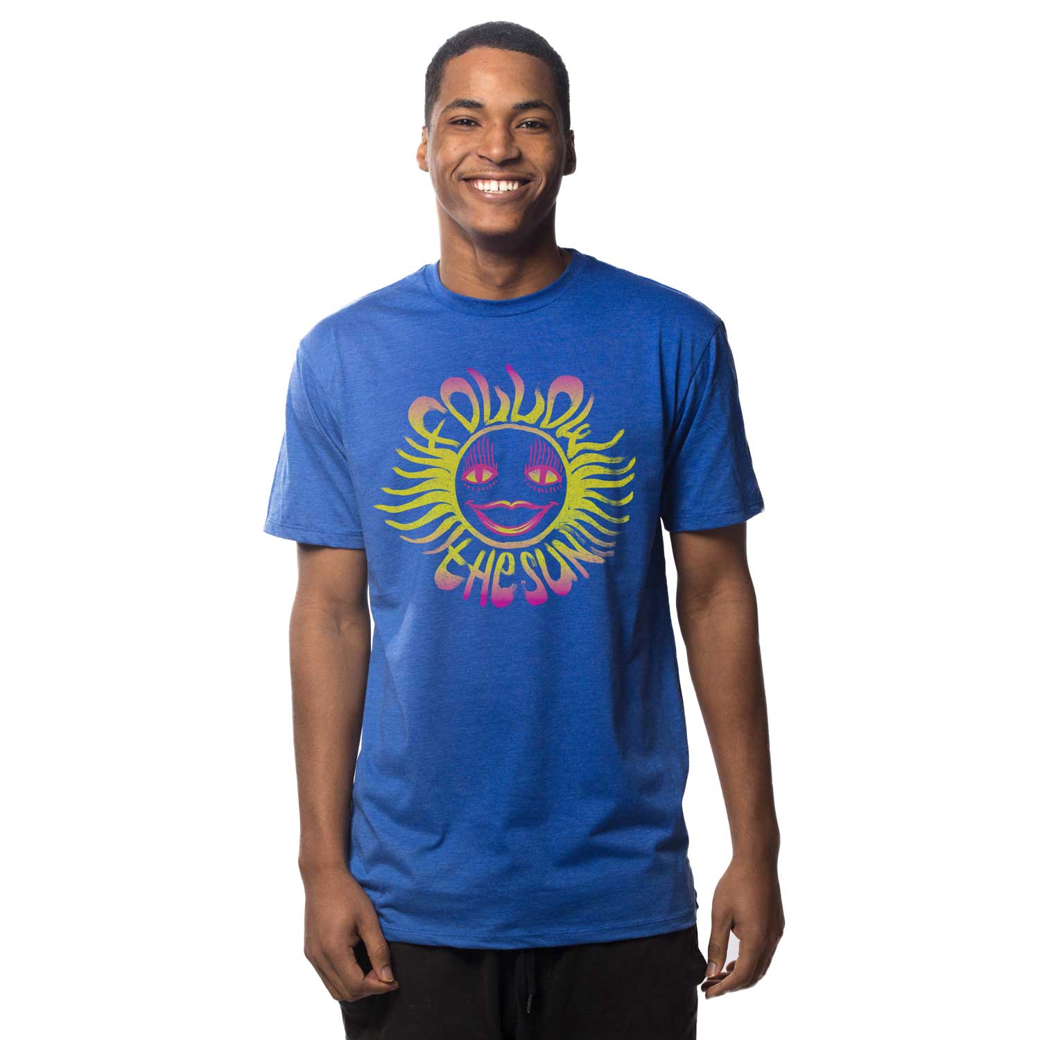 Men's Follow The Sun Cool Beach Graphic T-Shirt | Vintage Hippie Tee on Model | Solid Threads