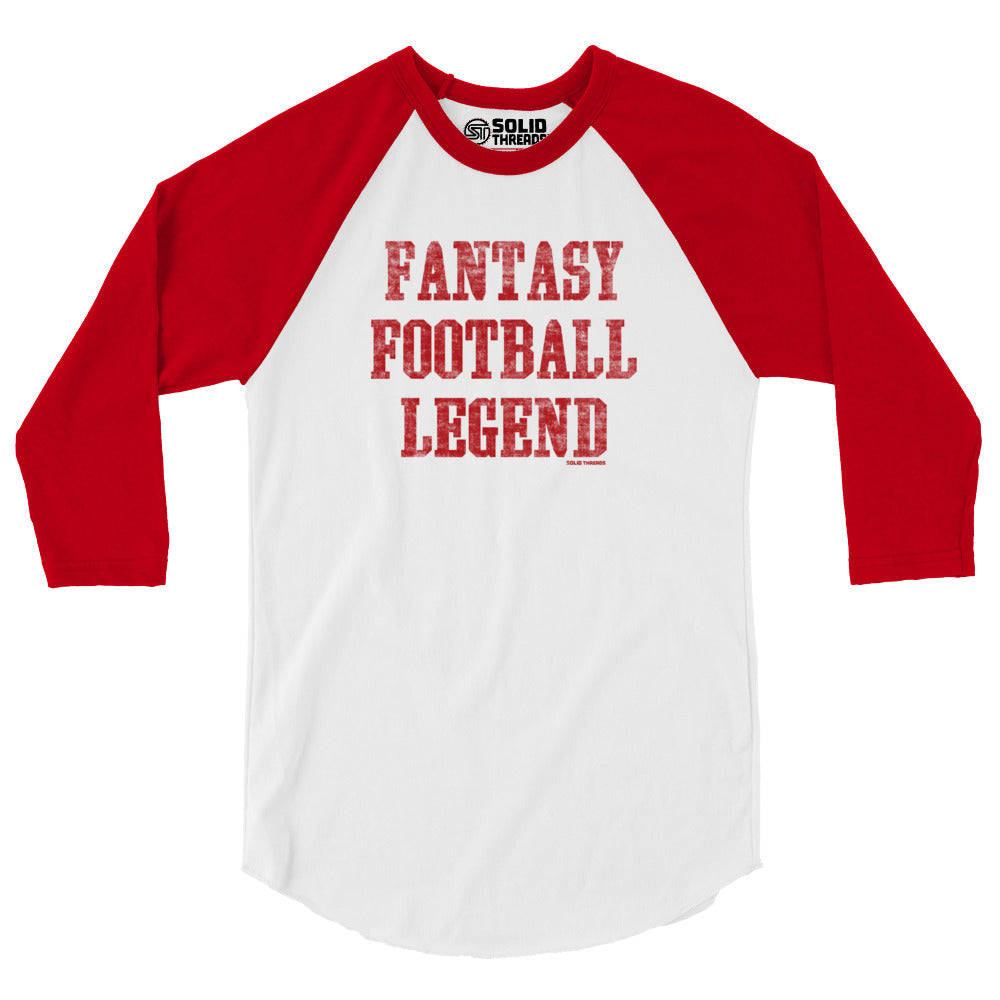 Men’s Fantasy Football Legend Vintage Baseball Tee | Funny Sports True Black Raglan | Solid Threads