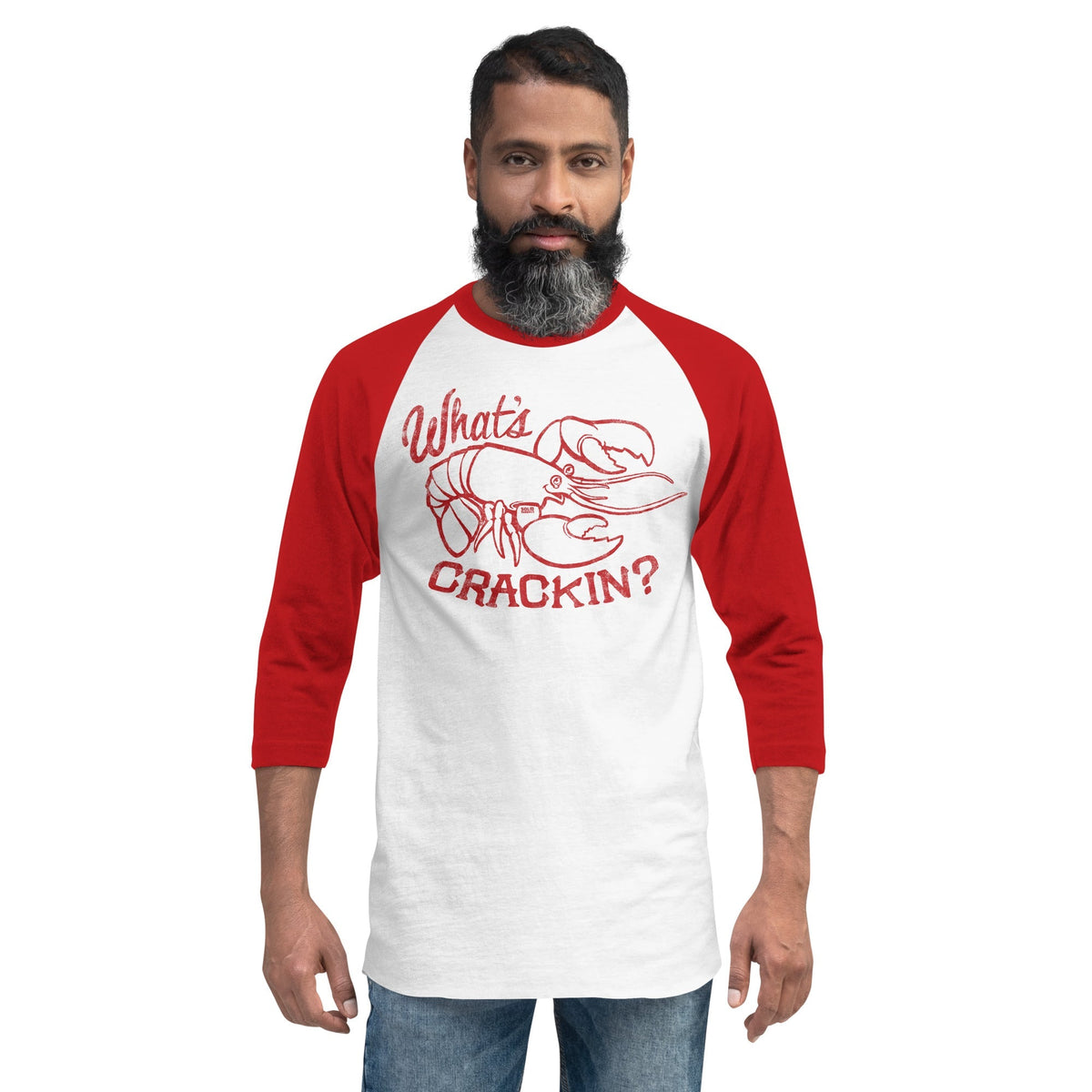  What's Crackin Funny Summer Baseball Tee | Vintage Lobster Raglan on Model | SOLID THREADS