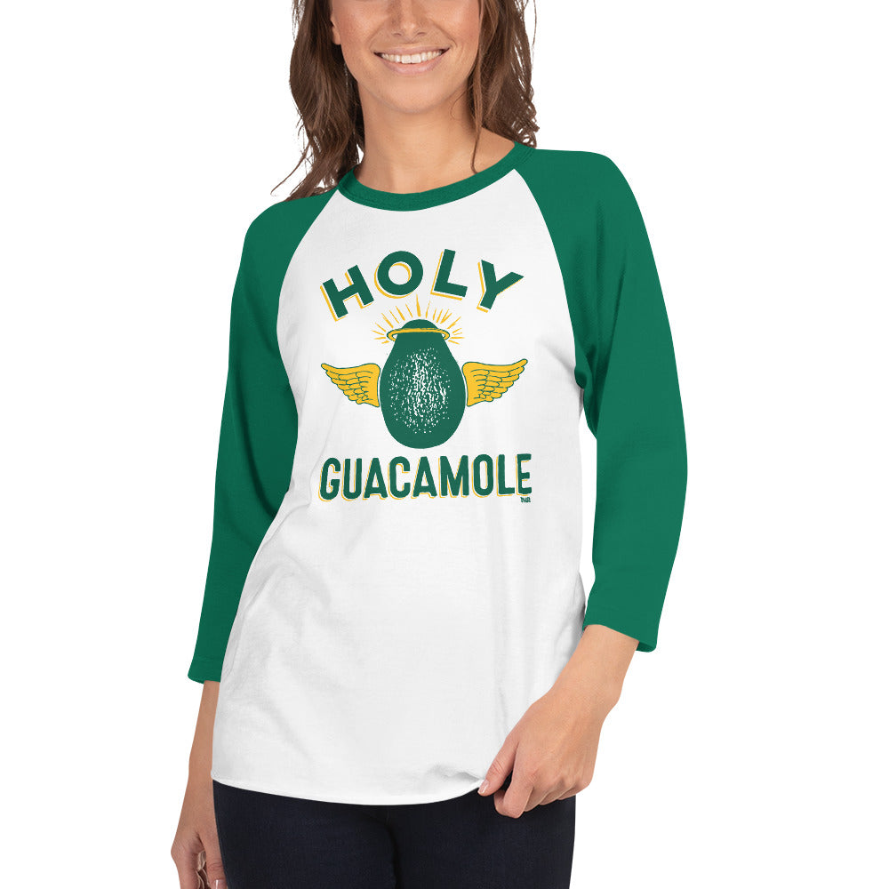 Unisex Holy Guacamole Retro Foodie Baseball Tee | Funny Avocado Soft Raglan for Chef | SOLID THREADS