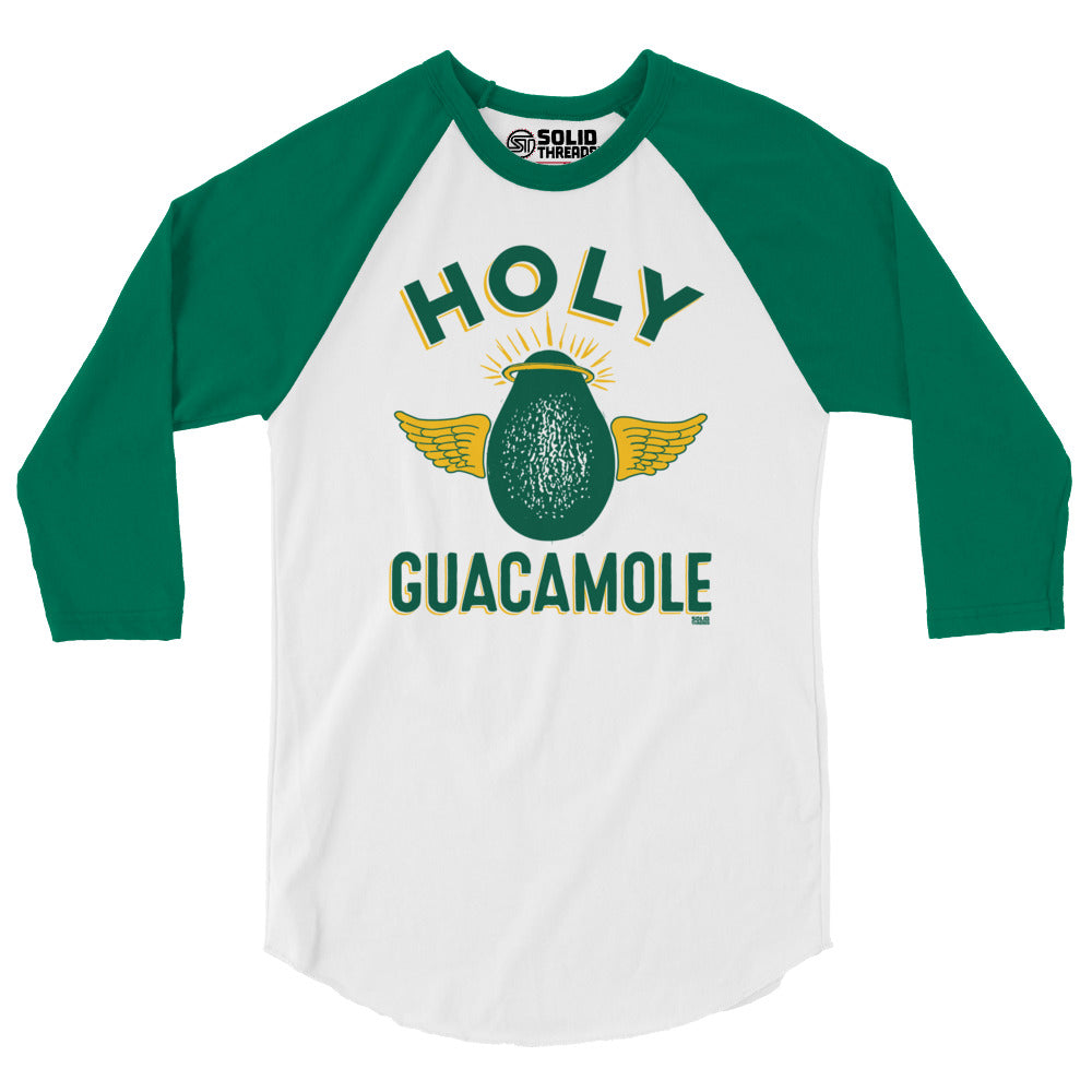 Unisex Holy Guacamole Vintage Mexican Food Baseball | Funny Avocado Triblend Raglan | SOLID THREADS