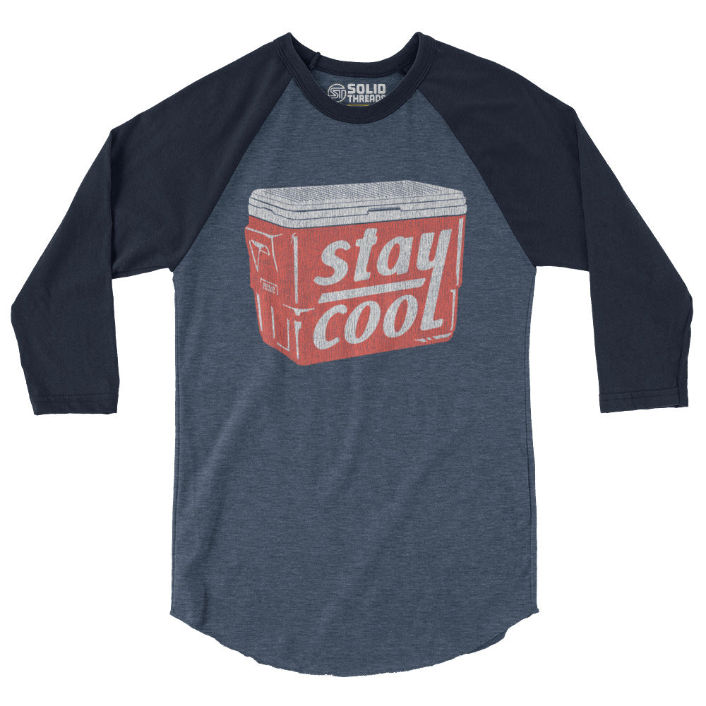  Vintage Stay Cool Ice Box Baseball Tee | Retro Summer Drinking Beers Raglan | Solid Threads