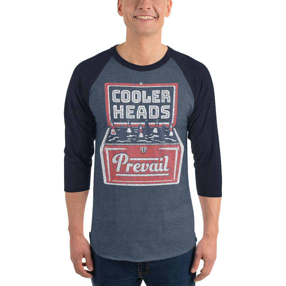  Cooler Heads Prevail Vintage Baseball Tee | Retro Drinking Raglan on Model | Solid Threads