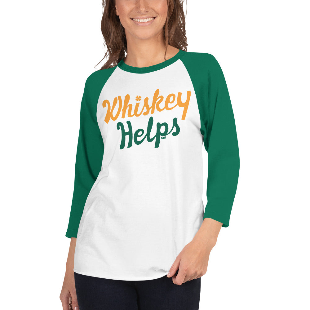 Unisex Irish Whiskey Helps Vintage Baseball Tee | Funny St Paddy's Drinking Raglan | Solid Threads
