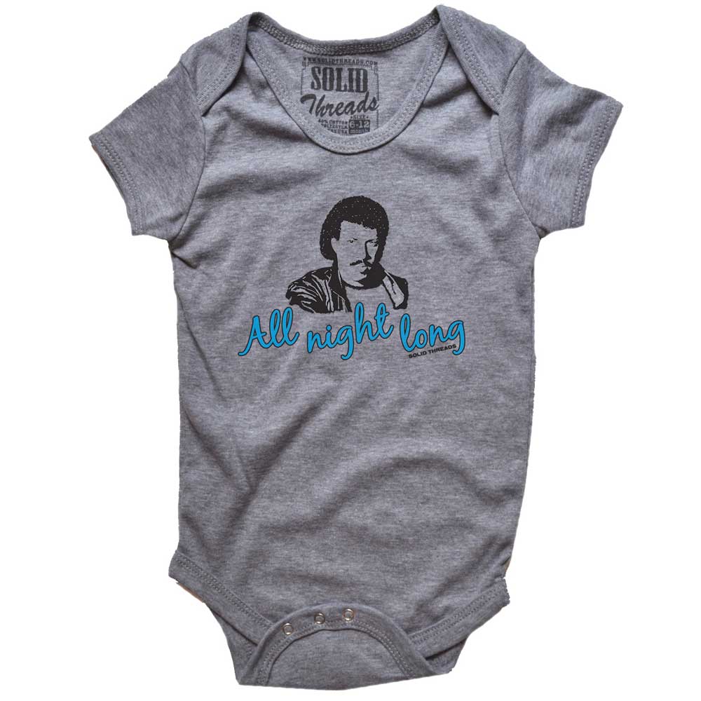 Cute Baby All Night Long Retro Graphic One Piece | Funny Lionel Richie Soft Romper | Solid Threads