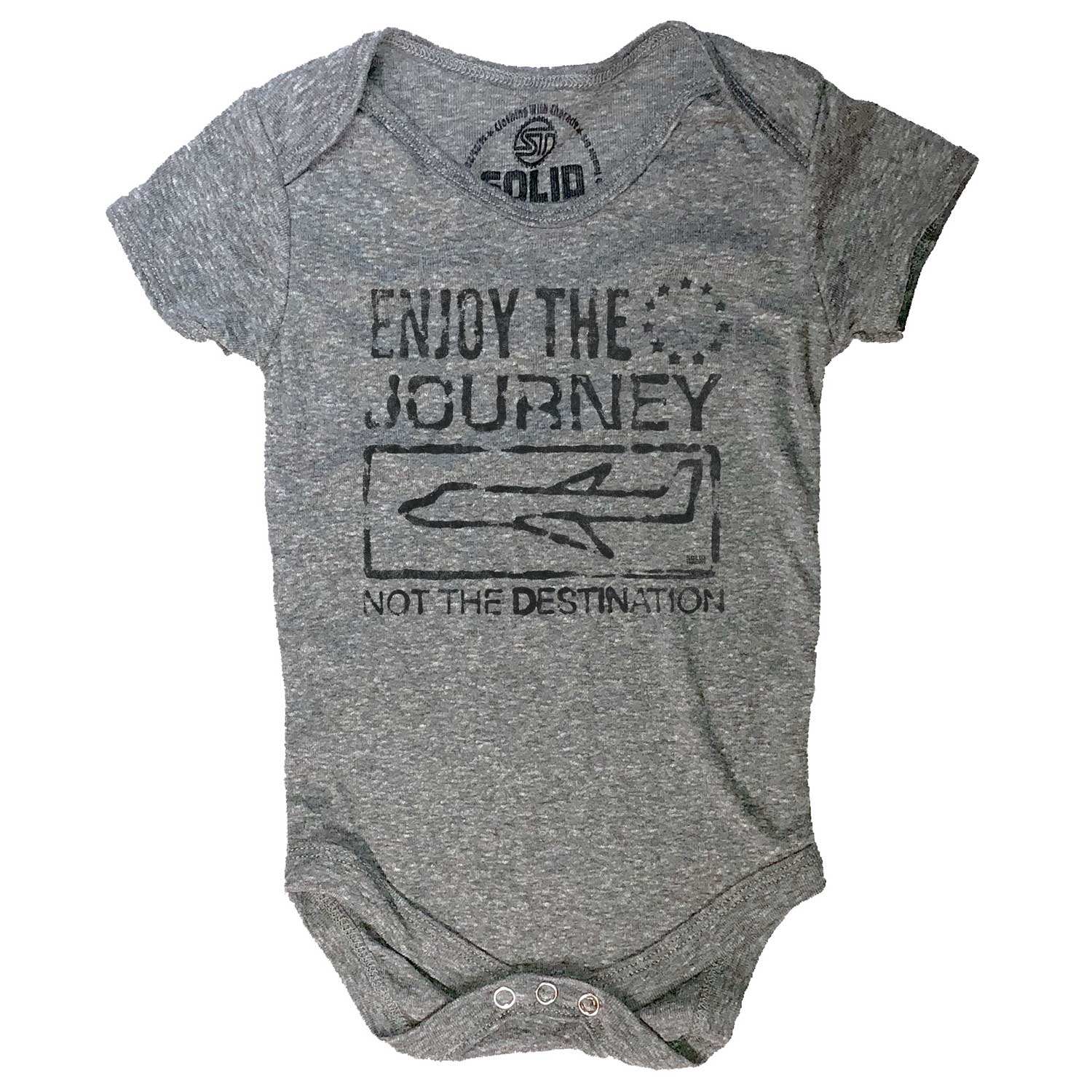 Baby Journey Not Destination Cool Graphic One Piece | Retro Travel Triblend Romper | Solid Threads