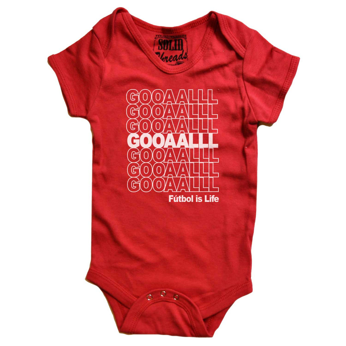 Baby Gooaalll Cool Football is Life Graphic One Piece | Cute Retro Soccer Romper | Solid Threads